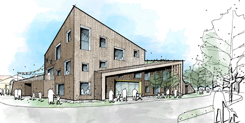 Förslag förskola kvarteret Bollen illustration