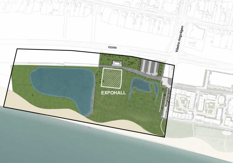 Två arkitektbyråer har valts ut för att utveckla förslag på utformning av Västra entrén och den expohall som ska finnas i området. Bild: Trelleborgs kommun