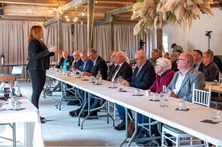 Maarja Edman, VD Visit Trelleborg AB, ledde panelsamtal under kvällens middag.
