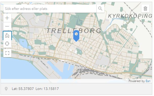 Kartbild över verktyg för att rapportera otrygga platser.