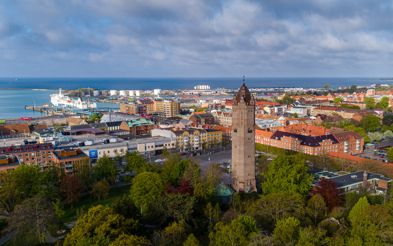 Bild från ovan av en del av Trelleborg.