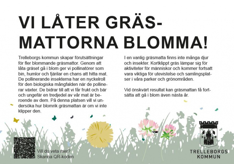 De platser som efter inventering väljs ut som lämpliga att omvandla till blommande gräsytor är försedda med förklarande skyltar.