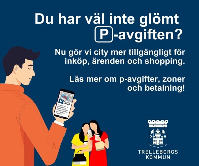 Animerad annons som påminner om att betala p-avgift