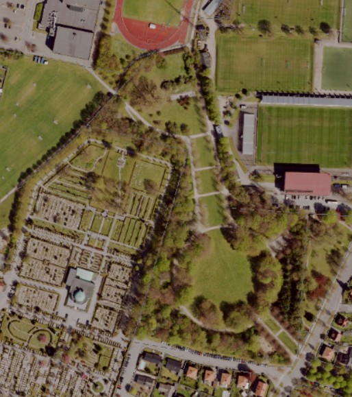 Flygbild Östervångsparken