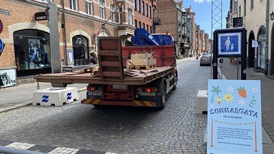 Bild på Östergatan som görs om till sommargata.
