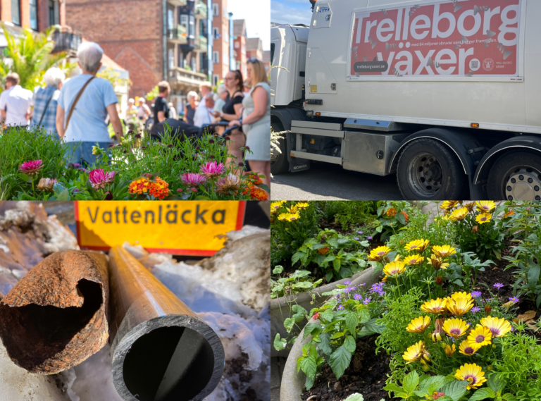 Bildkollage stadsmiljö, VA, avfall